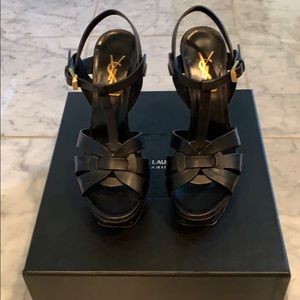 YSL Size 5 Tribute Leather 105mm Platform Sandals